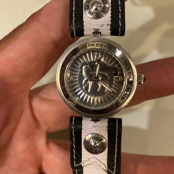 L.A.M.B. x Gwen Stefani Leather & Silver Coin Dial Rocker Quartz Watch - Picture 5 of 10